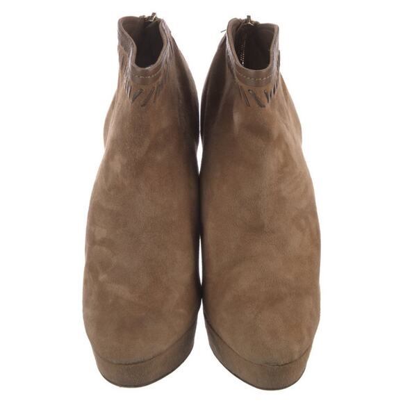 JIMMY CHOO Taupe Suede Platform Ankle Booties Size IT 39/US 9 - Picture 3 of 5